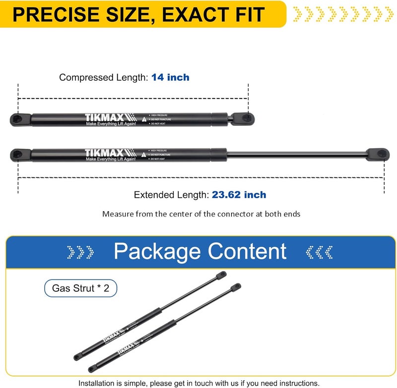 TIKMAX Rear Hatch Liftgate Gas Struts for Volkswagen Beetle 1998-2010 Without Spoiler, Replaces 4325 SG201014 8194154 13651 Tailgate Shocks Lift Supports Gas Springs, 2 Pcs - Image 2
